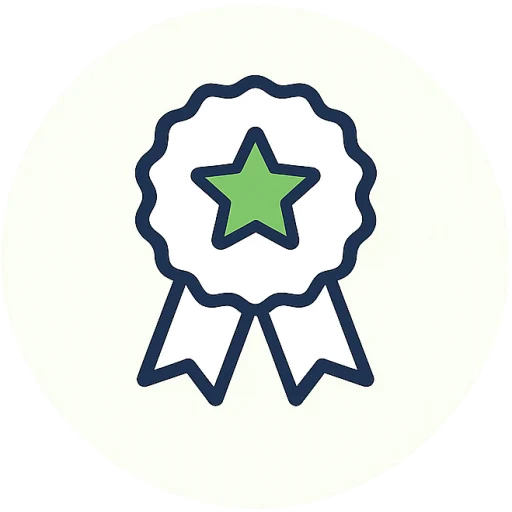 Curated Recommendations icon showing an award badge with star